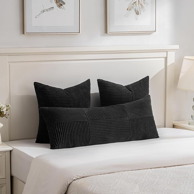 Fancy Homi 2 Packs Black Decorative Throw Pillow Covers 20x20 Inch - Image 5