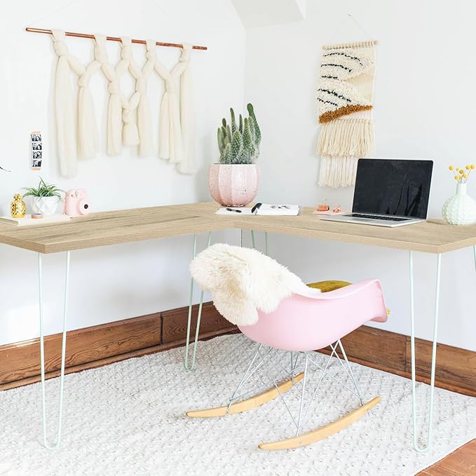 Kaboon Universal Tabletop 55"x27.5", Solid One-Piece Melamine Table Top, Double Desk L-Desk DIY, Home and Office Countertop, Oak