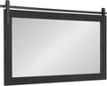 Kate and Laurel Cates Farmhouse Horizontal Wood Framed Wall Mirror, 40 x 26, Black, Barn Door-Inspired Rustic Mirrors for Wall