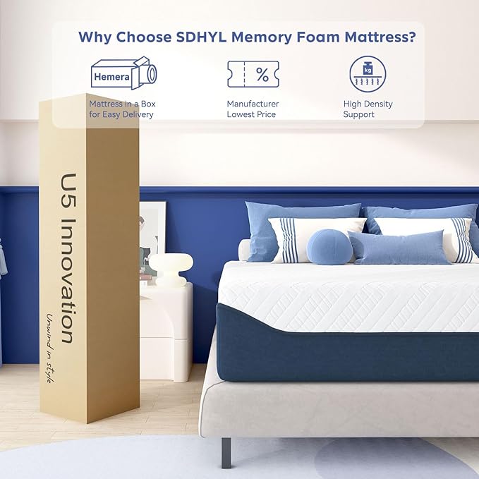 SDHYL Twin Mattress, 12 Inch Gel Infused Memory Foam Mattress for Good Sleep, Bed in a Box Mid Firm CertiPUR-US Certified & Fiberglass Free, Washable Cover, 75"*39"