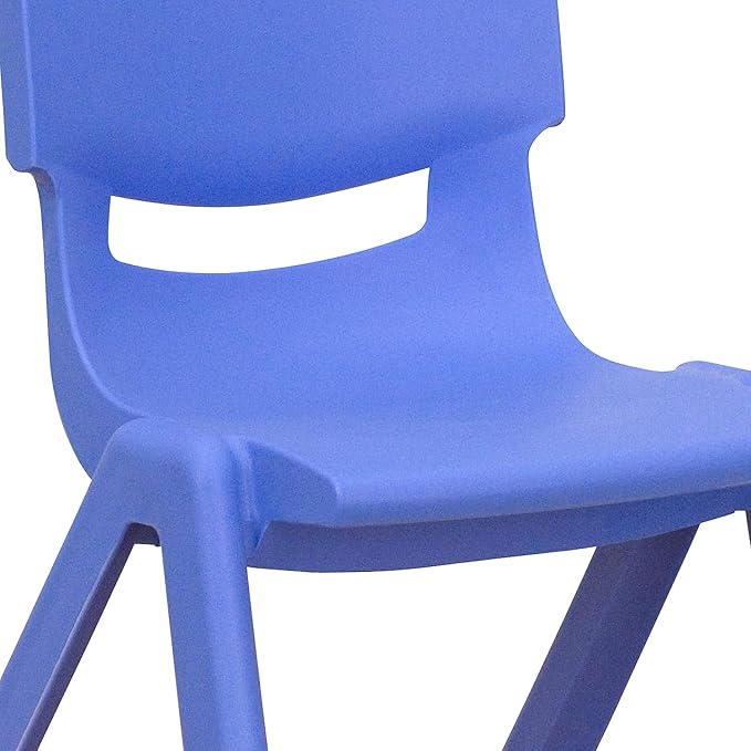 Flash Furniture Emmy Adjustable Classroom Activity Table with 6 Stackable Chairs, Plastic Activity Table for Kids, 23.625" W x 47.25" L, Blue/Gray