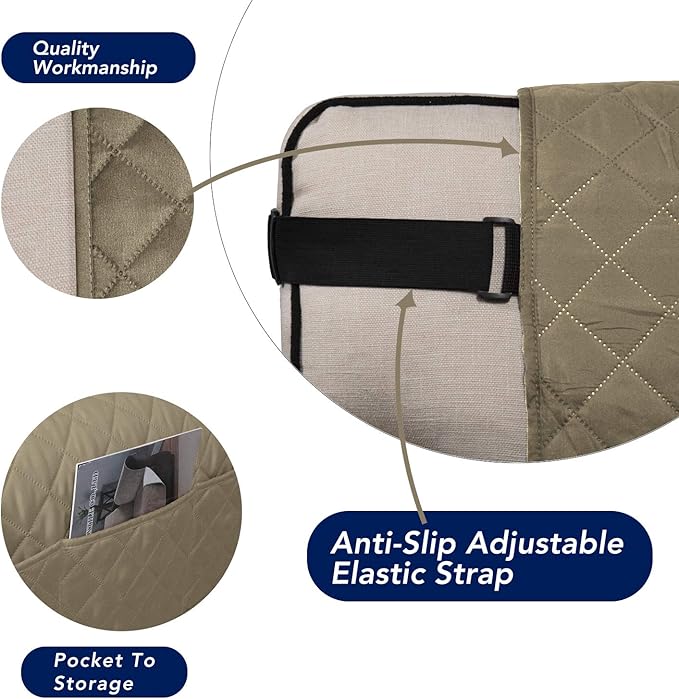PureFit Reversible Sofa Cover Water Resistant Chair Couch Cover, Machine Washable Furniture Cover with Non-Slip Foam and Adjustable Strap for Dogs, Pets (Chair, Beige/Ivory)