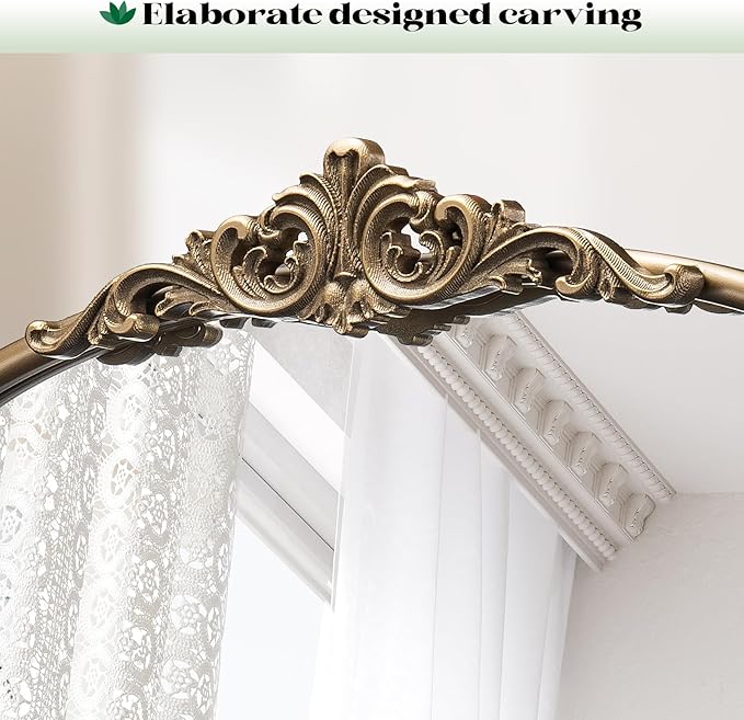 Arched Antique Wall Mirror, 30"x40" Vintage Gold Bathroom Vanity Mirror, Ornate Arch Bronze Mirror for Over Sink/Fireplace/Entryway