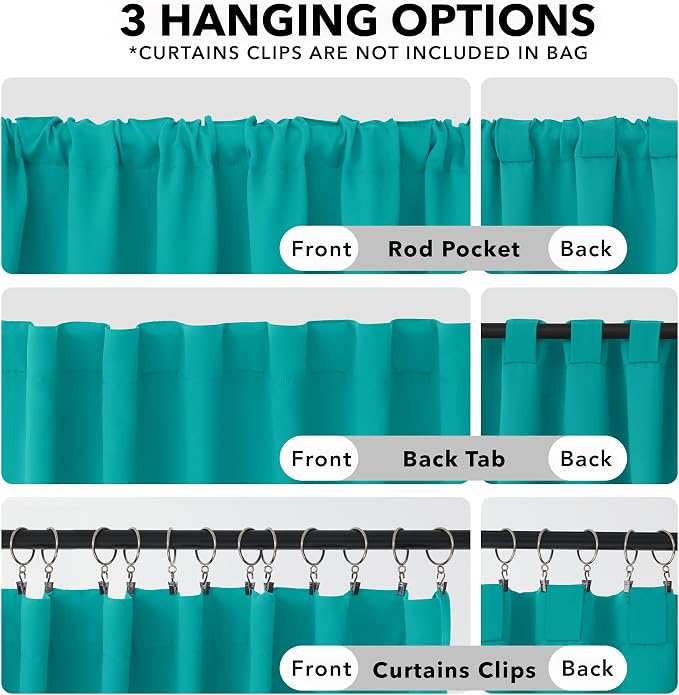 Deconovo Blackout Curtains, Thermal Insulated, W42 x L54 2 Panels, Back Tab - Image 2