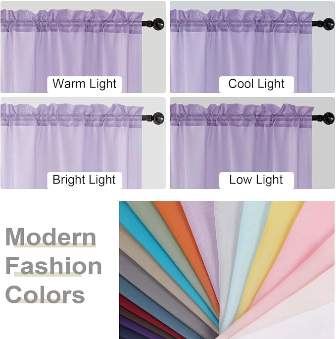 Lavender Sheer Curtain for Bedroom Living Room 72 Inches Long 2 Panels Set - Image 7