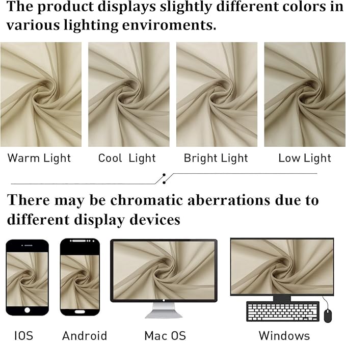 Lecloud Taupe Sheer Curtains 63 Inch Length 2 Panels, Airy & Breathable Solid - Image 7