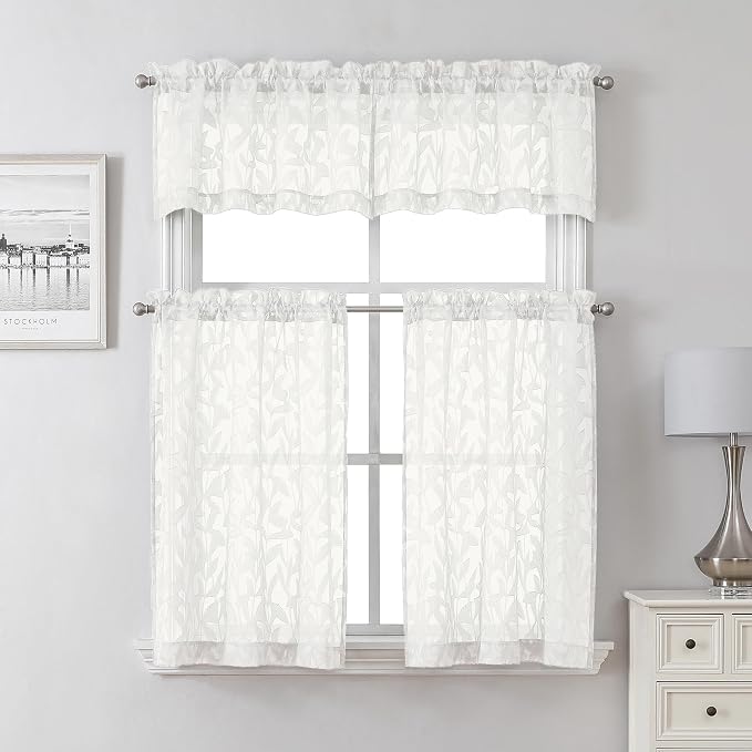 Lecloud Leia Ivory Sheer Curtains 54 Inch Length 2 Panels, Voile Light - Image 2