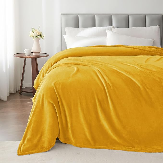 BEDELITE Fleece Blanket Yellow Throw Blanket - Image 5