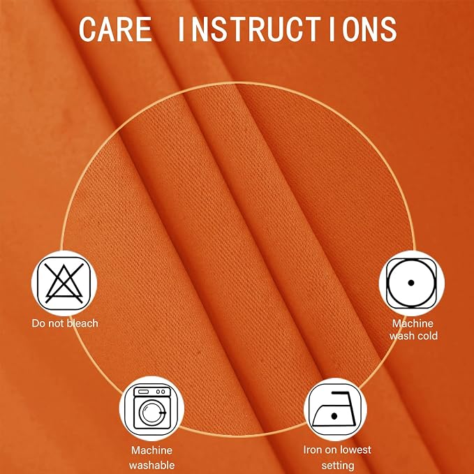 LEMOMO Orange Blackout Curtains 42 x 54 Inch Length Set of 2 Panels Grommet - Image 4