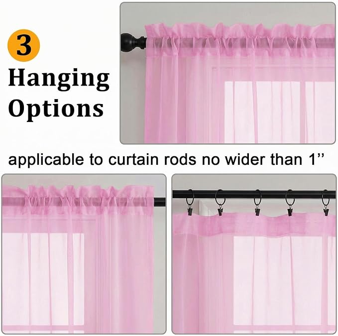 Gwine Sheer Curtains for Bedroom 54 inches Long - Image 2