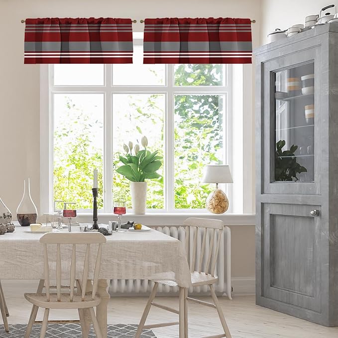 Emvency 2 Pack Valances Window Treatments, 52x18 Inch Rod Pocket Valances - Image 2