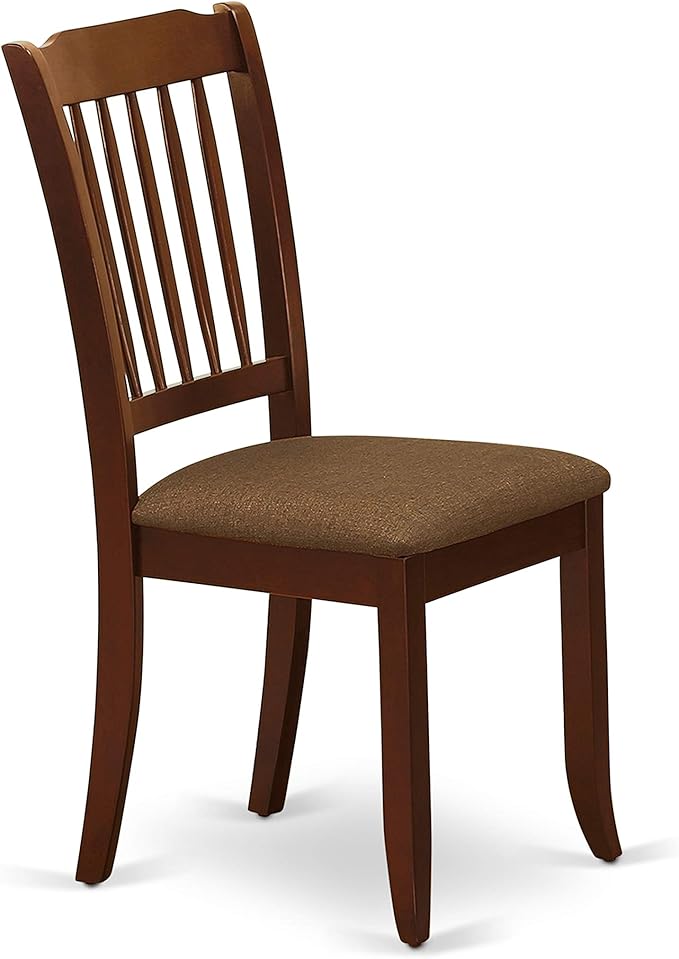 East West Furniture HBDA3-MAH-C 3 Piece Dining Set Contains a Round Dining Room Table with Pedestal and 2 Linen Fabric Upholstered Chairs, 42x42 Inch, Mahogany