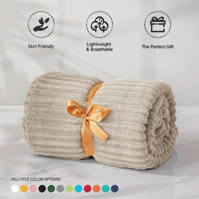 BEDELITE Fleece Blanket King Size – 3D Ribbed Jacquard Soft and Warm Decorative - Image 4