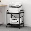 2 Tier Large Printer Stand, 20 x 20 Inches Printer Table with Storage Shelf, Rolling Printer Cart with Wheels for Home Office, Scanner Fax (Black)