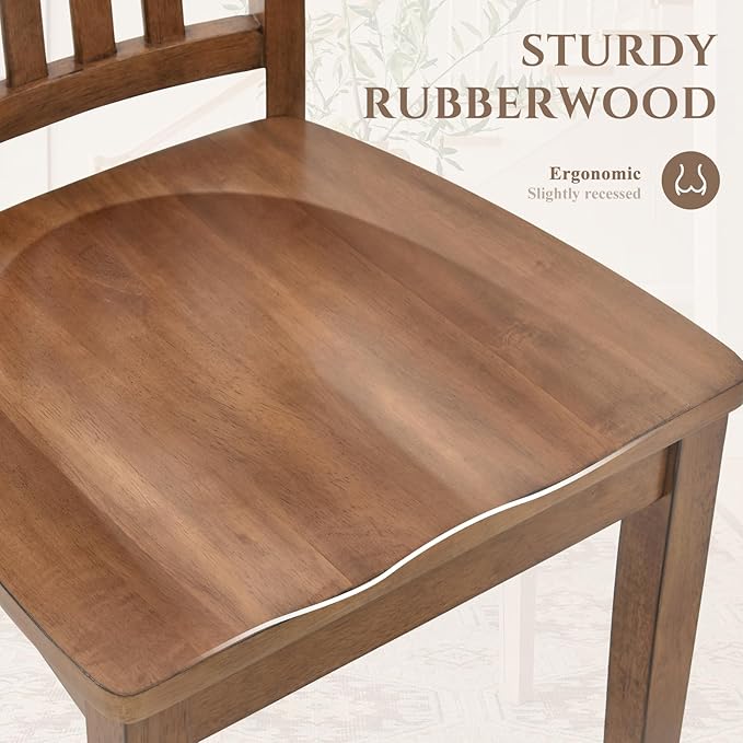 COLAMY Wooden Dining Room Chairs Set of 6, Spindle High Back Windsor Kitchen Side Chair, Farmhouse Dining Chairs for Kitchen, Dining Room, Light Brown