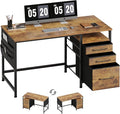 Maihail Computer Desk with Drawers, 47 inch Desk with 2 Drawers and Shelves, Office Desk with Storage, Desk with Storage Bag, Home Office desks with Drawers, Metal Frame for PC Laptop, Rustic Brown2