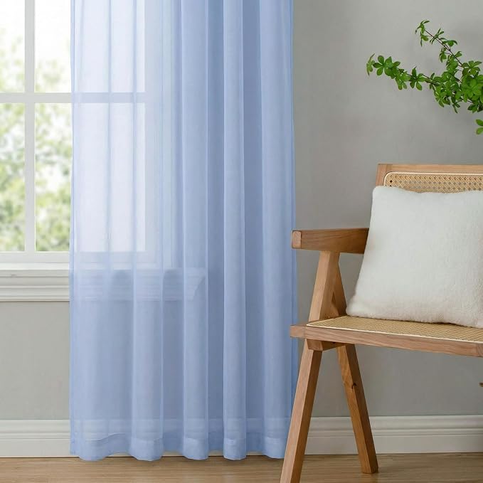 OWENIE Sheer Curtains 96 inches Long 2 Panels Set - Image 6