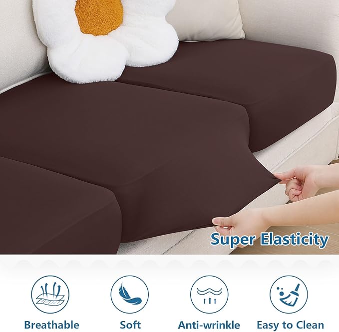 hyha Milk Silk Couch Cushion Covers, Soft Magic Sofa Covers Washable - Image 5