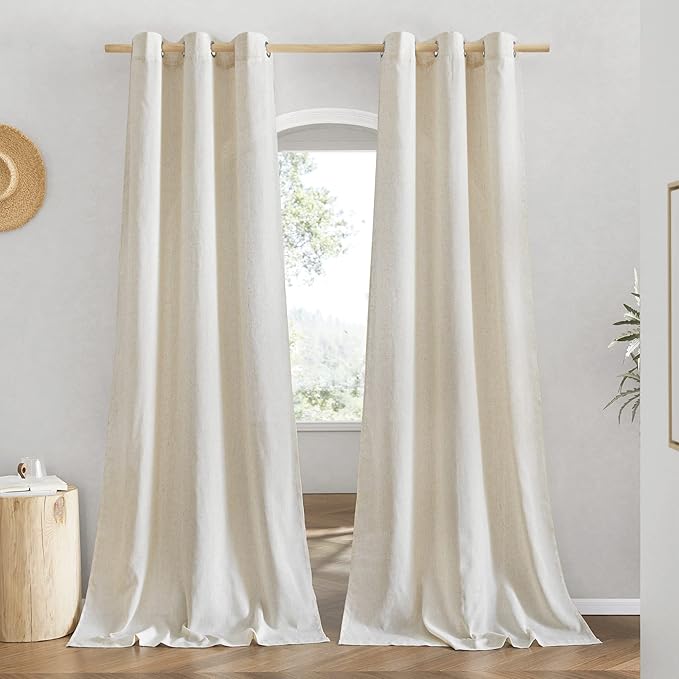 NICETOWN Linen Curtains for Windows 90 inch Long, Grommet Semi Sheer Vertical by NICETOWN