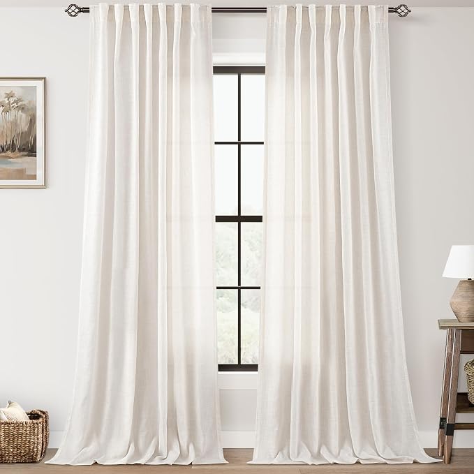 Extra Long 132 inch Curtains Linen Blend by Jolilight