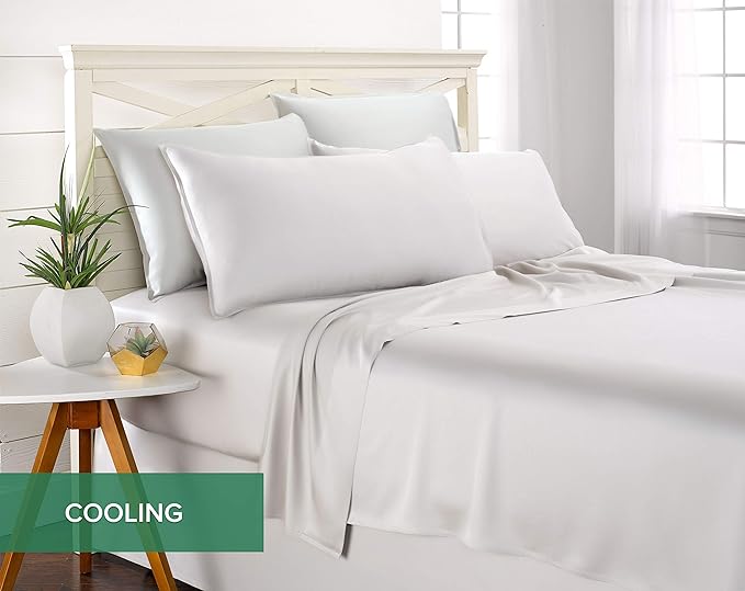 Pure Bamboo Twin Sheets, Genuine 100% Organic Viscose Derived from Bamboo Bed Sheet Set, Luxuriously Soft & Cooling, Double Stitching, 2 Year Quality Promise (Twin, White)