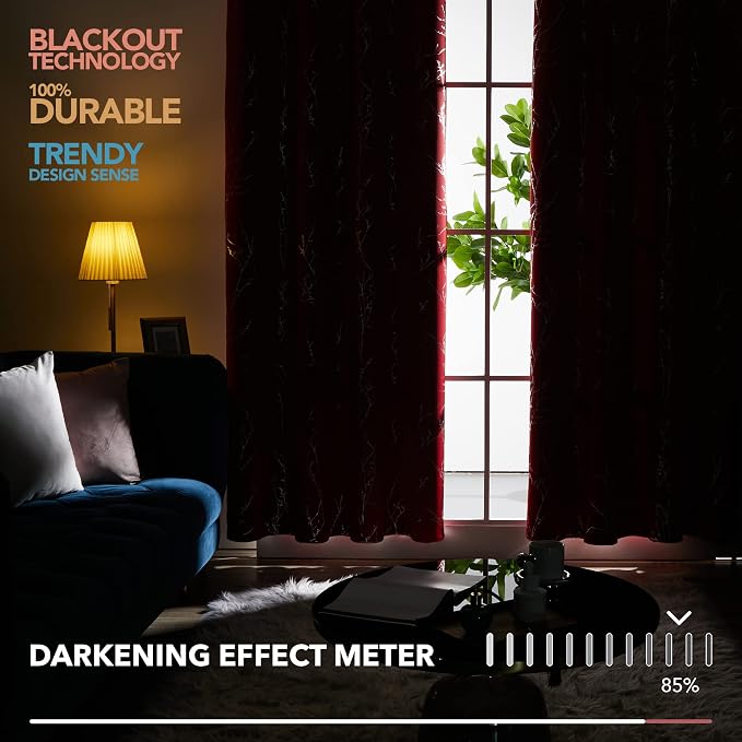 Deconovo Christmas Red Curtains, Soundproof Curtain, 42 x 84 Inch Long - Image 5