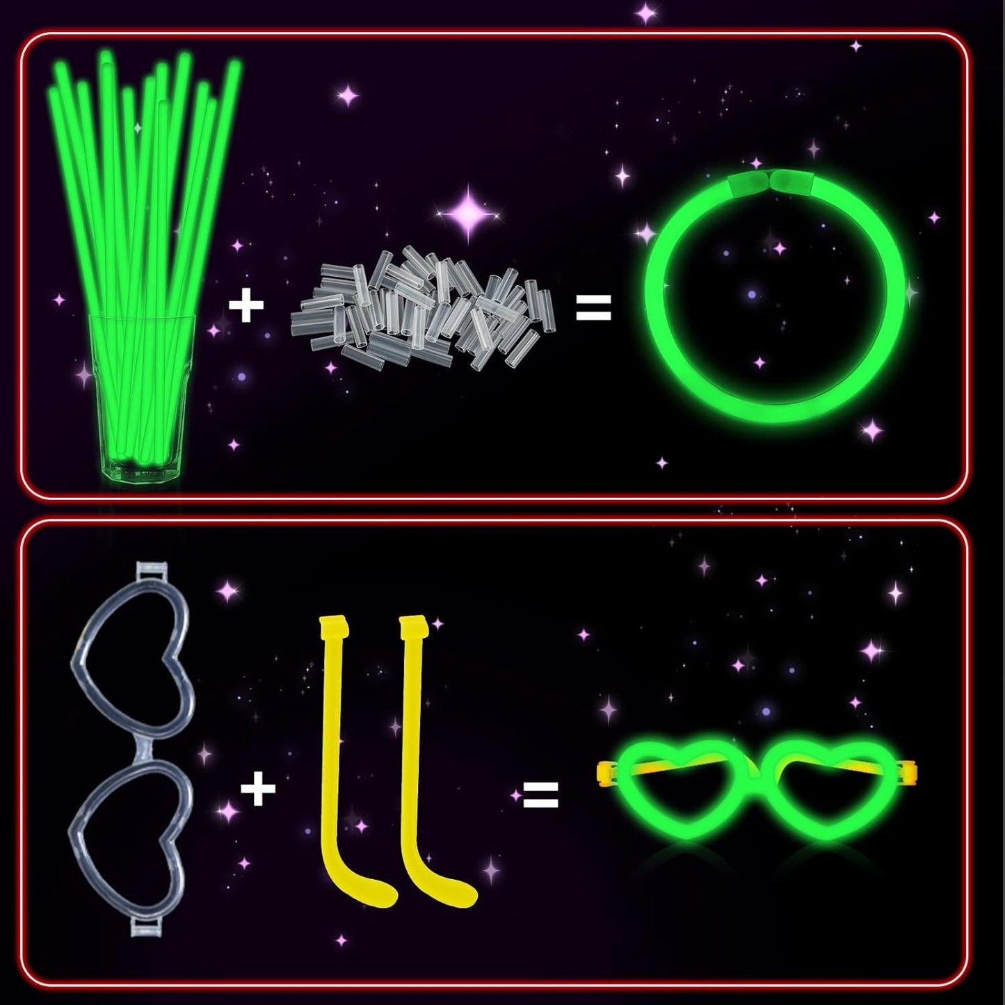 60 Pack 8” Green Glow Sticks Bulk Bright Glow Sticks with 60 Connectors 20 Heart Glasses Glow In The Dark Party Supplies Neon Party Decorations Glow Bracelet Glasses for Carnival (Green)