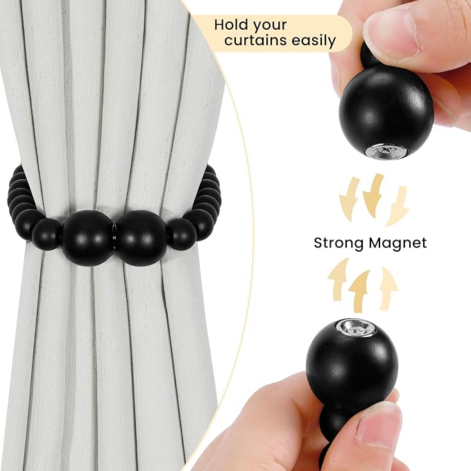 Magnetic Curtain Tiebacks, 2 Pack Curtain Holdbacks - Image 2