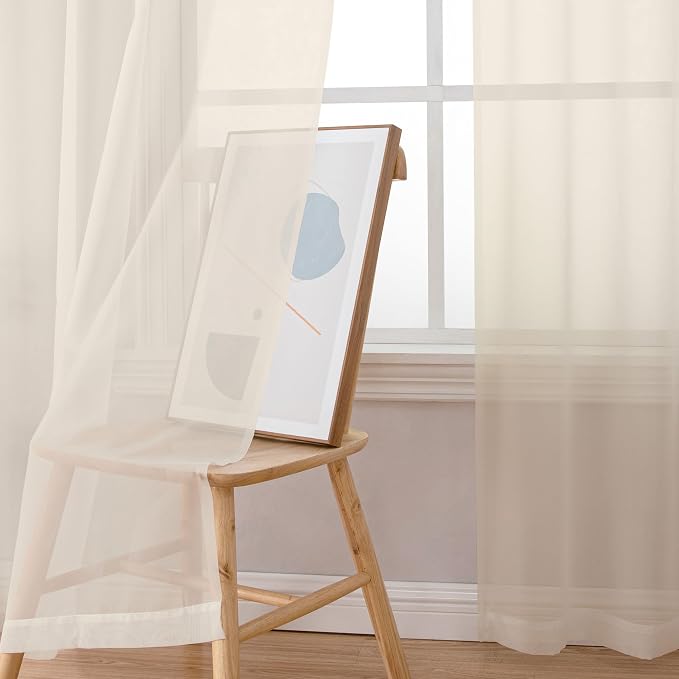 OWENIE Sheer Curtains 63 inch Length 2 Panels Set, Rod Pocket Voile Fimly Sheer - Image 6