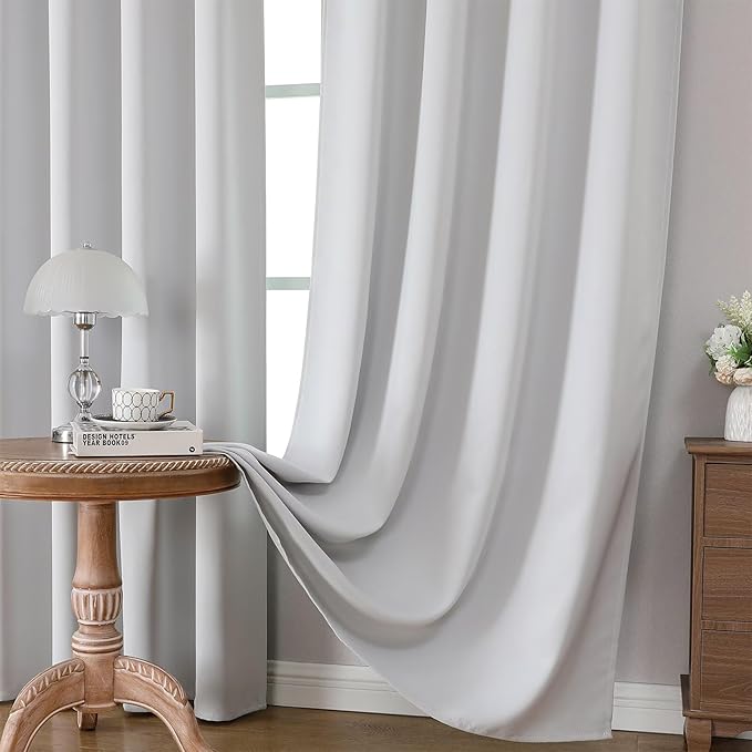 CUCRAF Grayish White Blackout Curtains 72 inch Length 2 Panels Set, Rod Pocket - Image 5