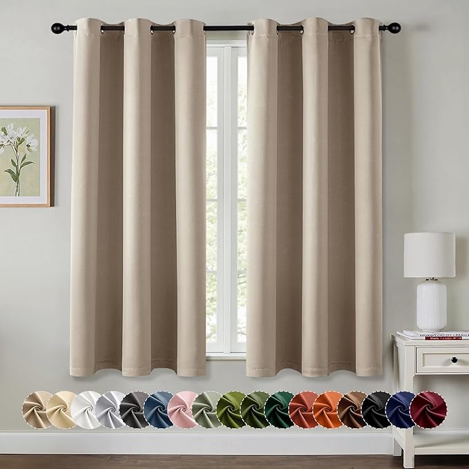 MIULEE Taupe Blackout Curtains for Bedroom Living Room 63 Inches Long 2 Panels by MIULEE