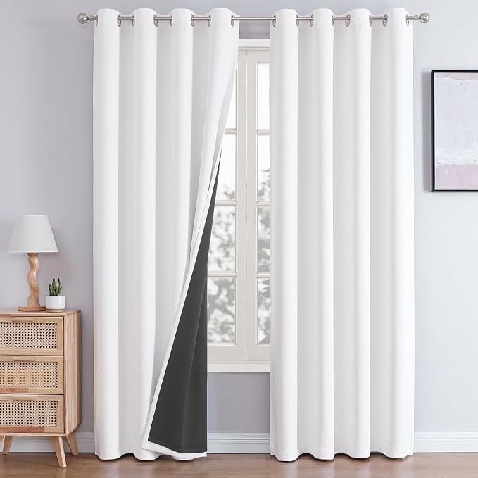ChrisDowa White 100% Blackout Curtains 80 inch Long by ChrisDowa