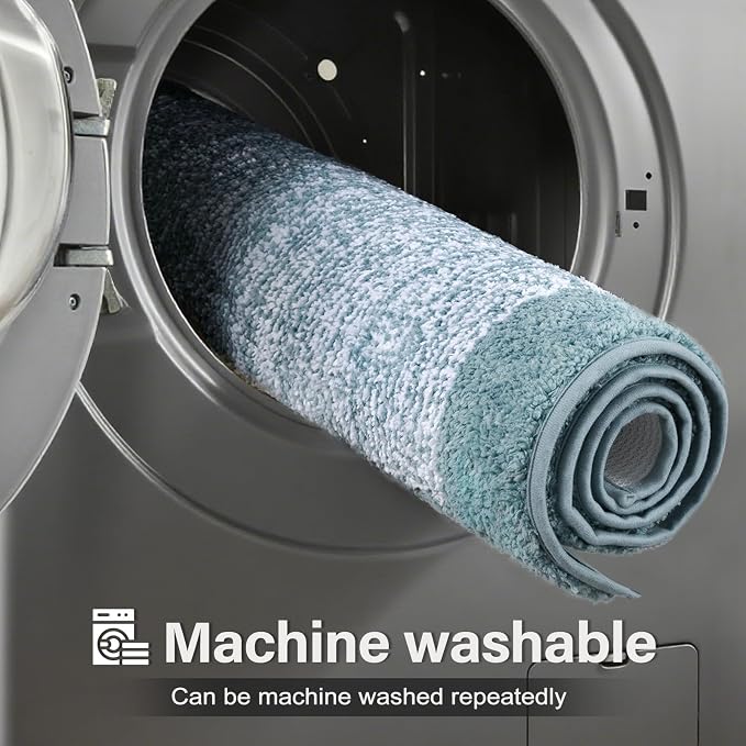 Bathroom Rugs 24x17 Non Slip Washable, Dusty Blue Bath Mat - Image 9