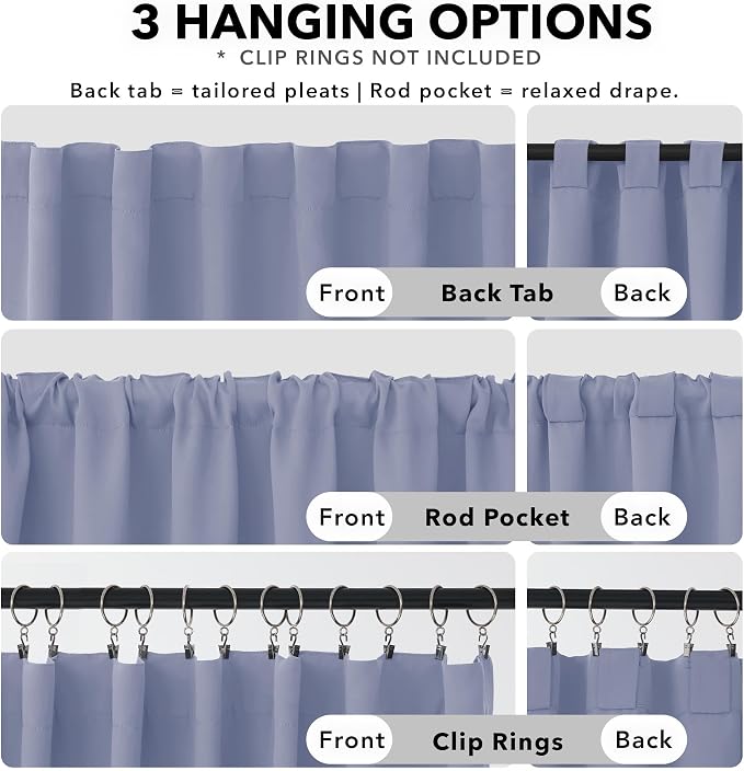 Deconovo Blackout Curtains, Thermal Insulated, W42 x L72 2 Panels, Back Tab - Image 2