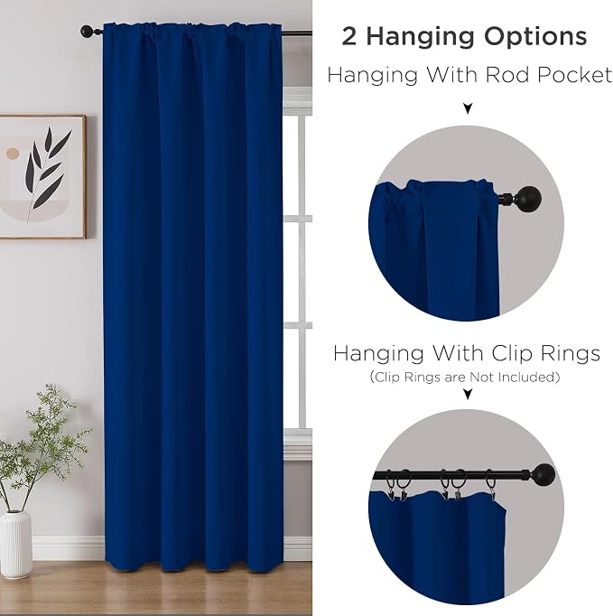 CUCRAF Royal Blue Blackout Curtains 84 inch Length 2 Panels Set, Rod Pocket - Image 3