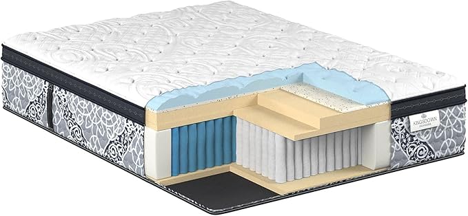 Kingsdown Firm Euro Pillow Top Hybrid California King Mattress Cooling Gel Memory Foam Layer Multi-Layered Motion Isolation Cool Sleep Quilted Top Luxury Mattresses, 15-inch, Passions Engleson