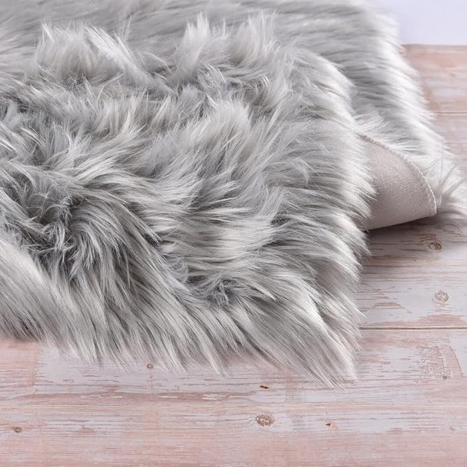 ORINOVA Light Gray Washable Fuzzy Fur Runner Rugs - Image 3