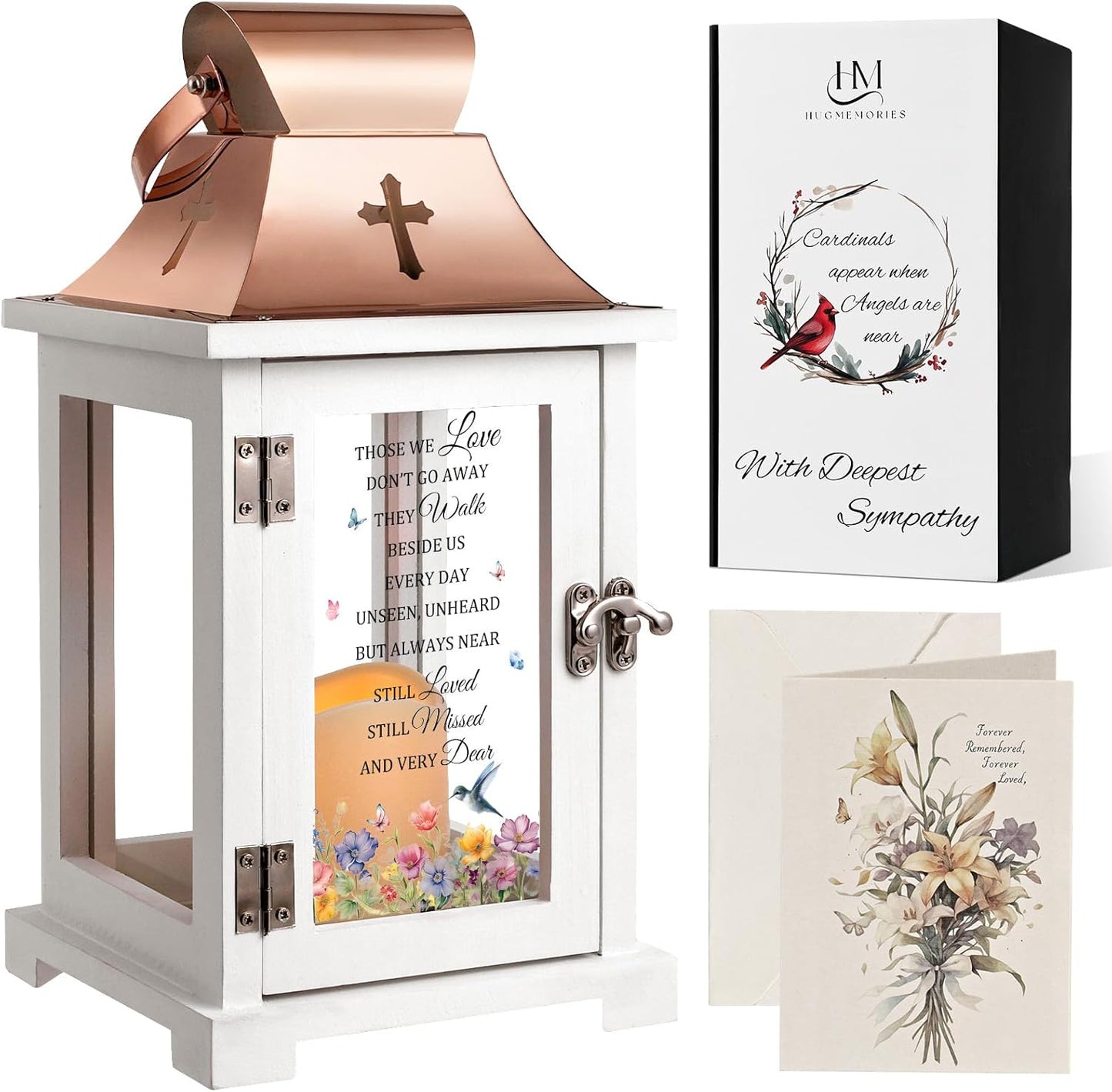 Memorial Lantern, Sympathy Bereavement Gifts Ideas for Loss of Loved One Mother Father, Condolences Funeral Gifts in Memory of Loved One with LED Candle