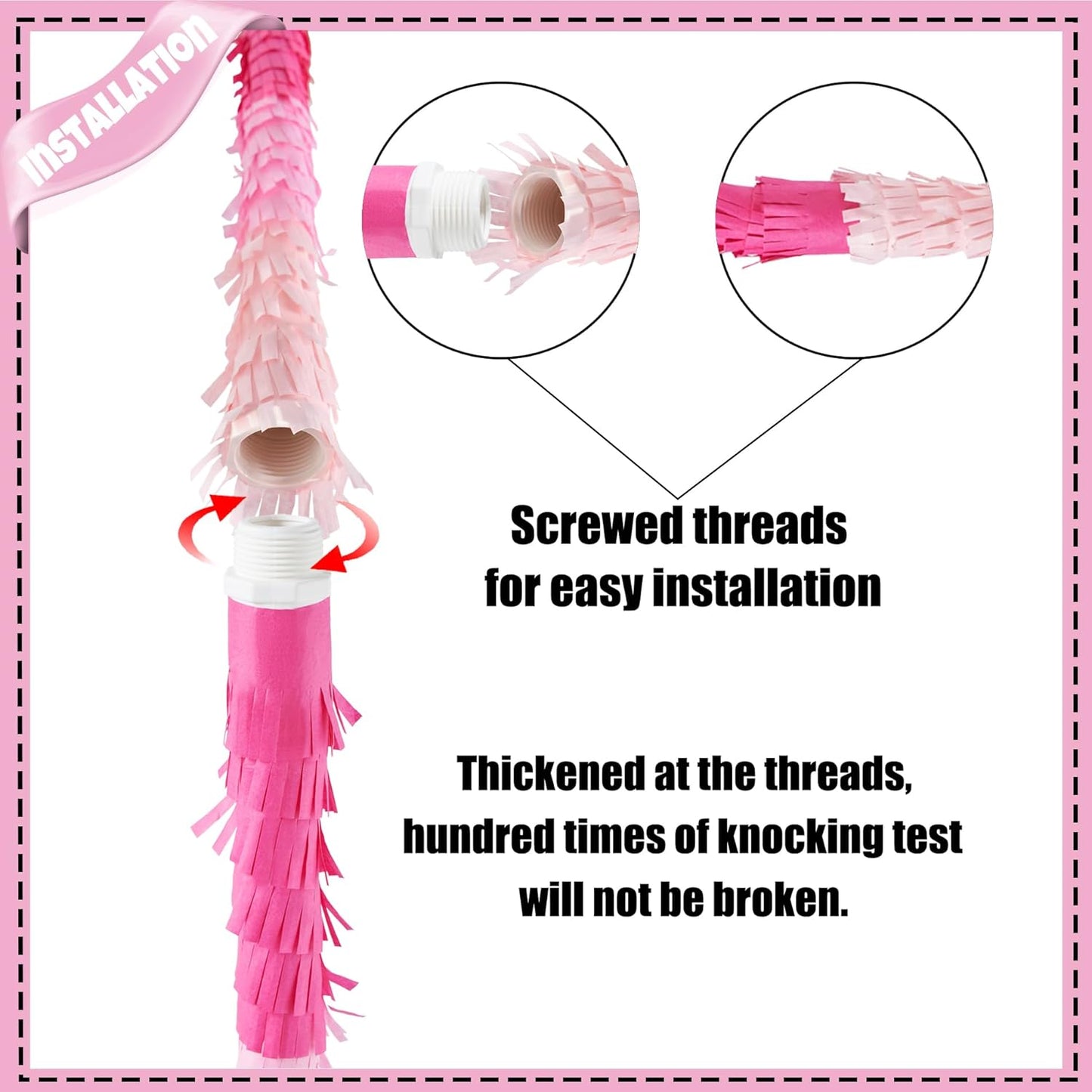 PCFING 20 Inch Number 8 Piñata Pink Gold with 30 Inch Piñata Stick Blindfold Confetti for Boys Girls Adults Birthday Party Decorations, Anniversary Celebration, Fiesta