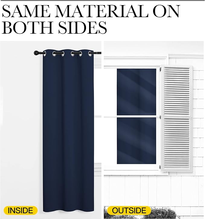 NICETOWN Navy Blackout Curtains 96" Long - Image 6