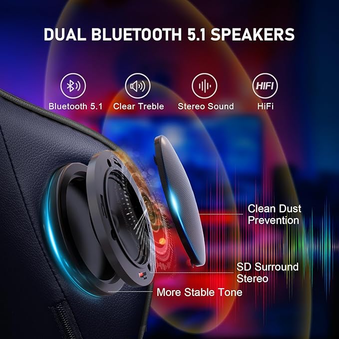 GTRACING Gaming Chair with Footrest Speakers Video Game Chair Bluetooth Music Heavy Duty Ergonomic Computer Office Desk Chair