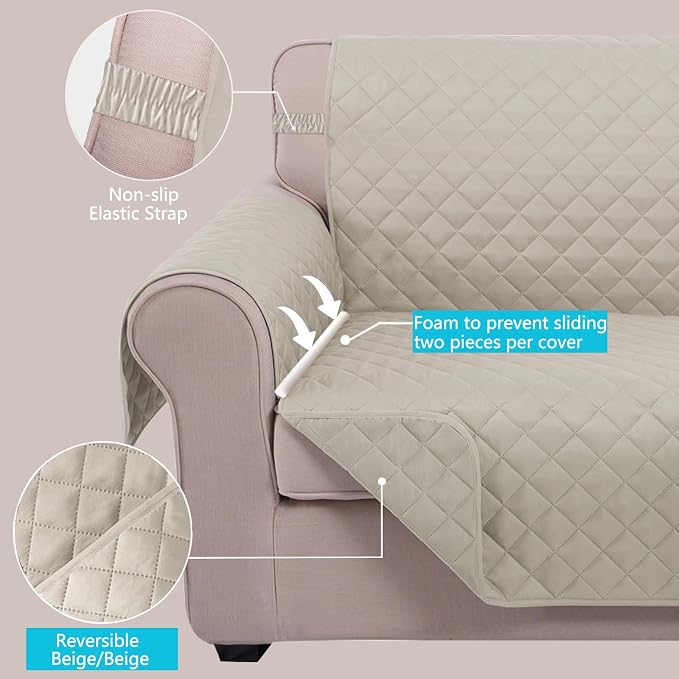 U-NICE HOME Reversible Oversized Chair Covers Quilted Water Repellent Pet - Image 3