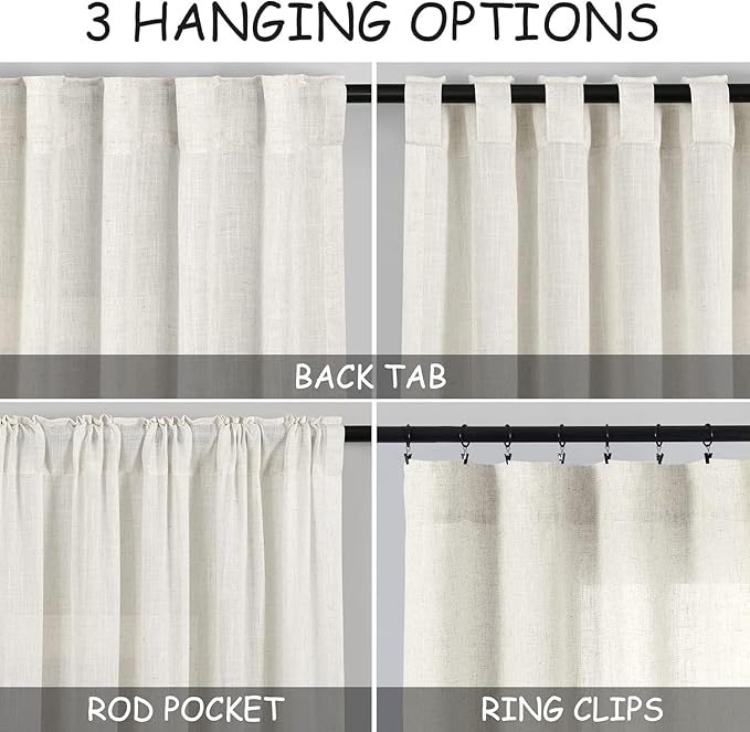 Nanspring Short Linen Kitchen Window Curtains 36 Inch Length, Over Sink Modern - Image 2