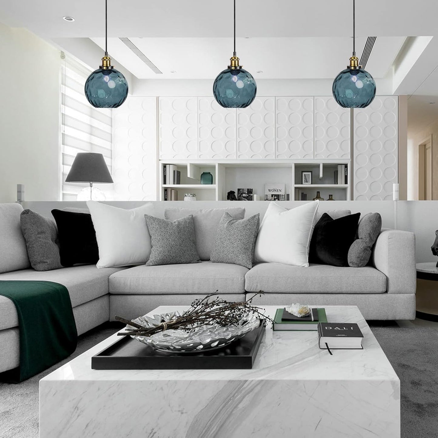 Pendant Light Shade Industrial Hanging Lights Fixtures Ceiling Outdoor Pendant Lighting for Kitchen Island Dining Room Unique Lamp in Kitchen Farmhouse Bedroom (Dark Blue, 5.9 Inches)