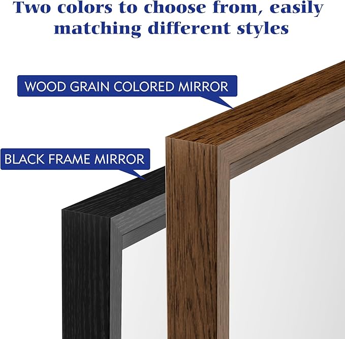 Rectangle Bathroom Mirror 60x36 Inch, Matte Black Framed, 4MM Tempered Glass, Anti-Rust, Wall-Mount Vanity Mirror for Bathroom & Bedroom, Hangs Horizontally or Vertically