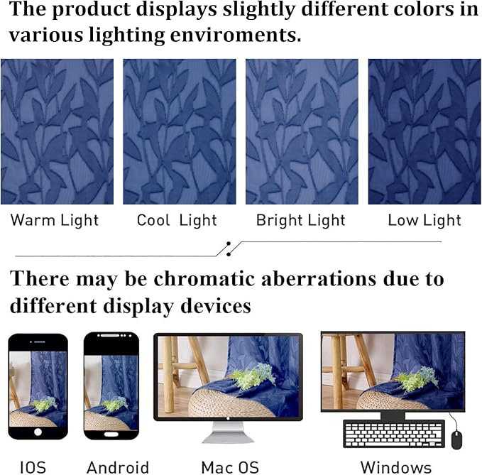 Lecloud Leia Dusty Blue Sheer Curtains 45 Inch Length 2 Panels, Balance Light & - Image 5