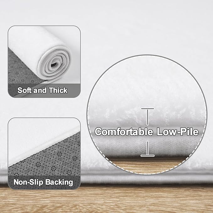Amearea Large Modern Area Rugs for Bedroom Living Room, 6x9 Feet White - Image 3