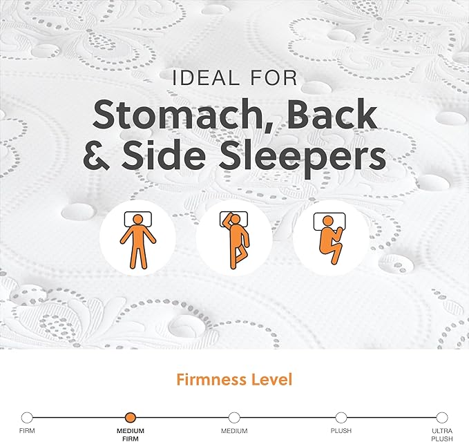 Signature Design by Ashley California King Size Chime 10 Inch Medium Firm Hybrid Mattresswith Cooling Gel Memory Foam for Pressure Relief, Fiberglass Free, Mattress In A Box