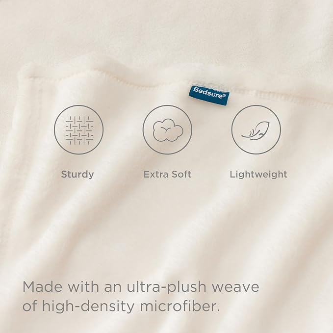 Bedsure GentleSoft Fleece Throw XL Blanket Cream - Image 5