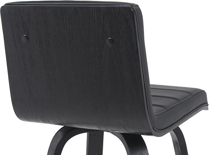 Vienna Modern Counter Height Swivel Bar Stool with Black Faux Leather Seat and Black Brushed Wood Frame Set of 3